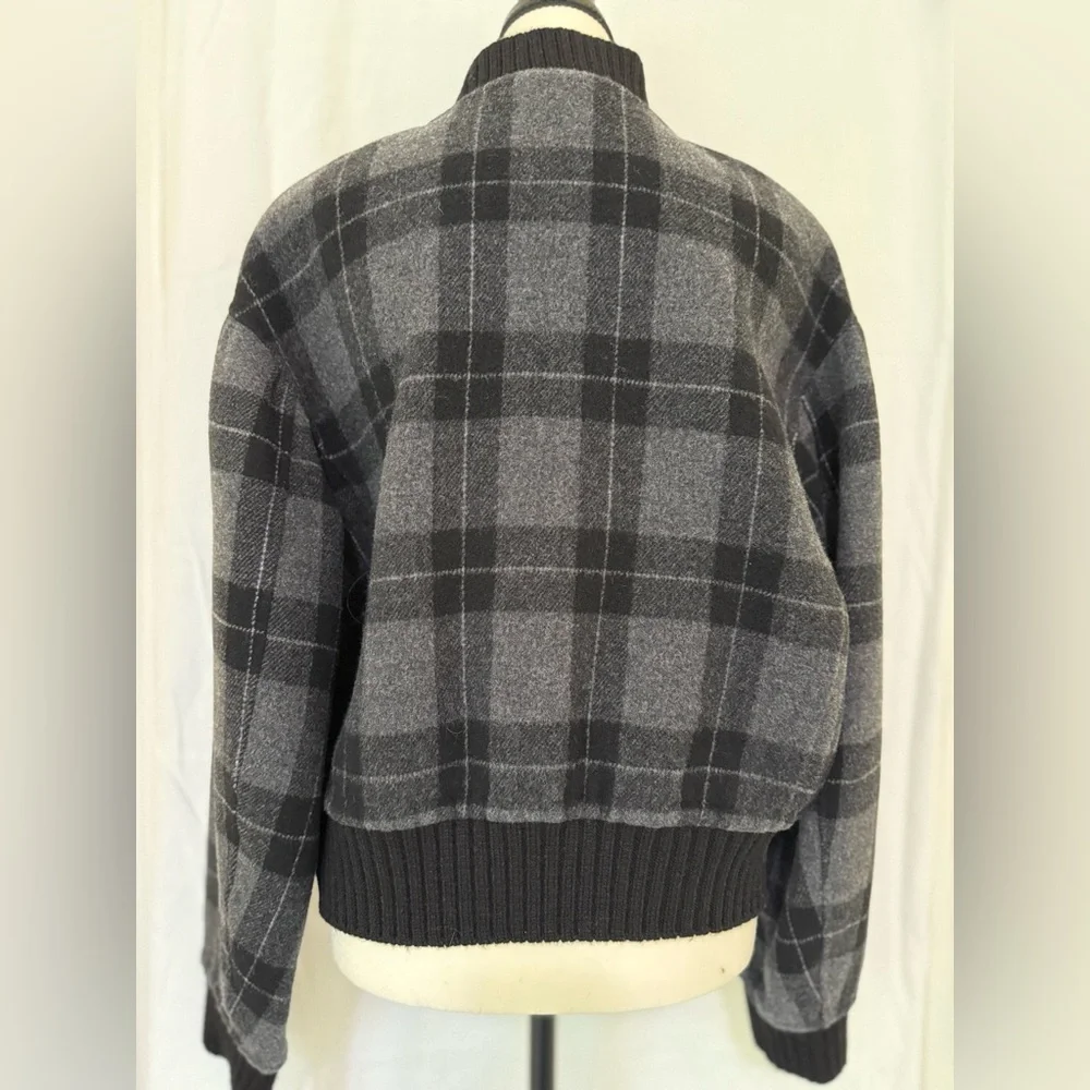 Vince Plaid Bomber Jacket - Black and Gray - Picture 8 of 9